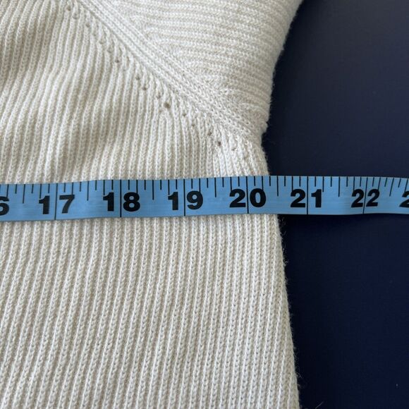 ATHLETA Merino Extra Fine Wool Blend Rib Knit Hanover Vneck Minimalist Sweater M - Picture 8 of 11